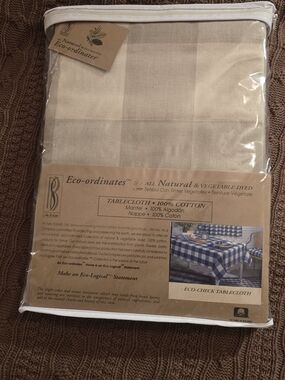 NWT Park B Smith Quality Living All Naturl Tablecloth 60 x 102 Beige Brown Check